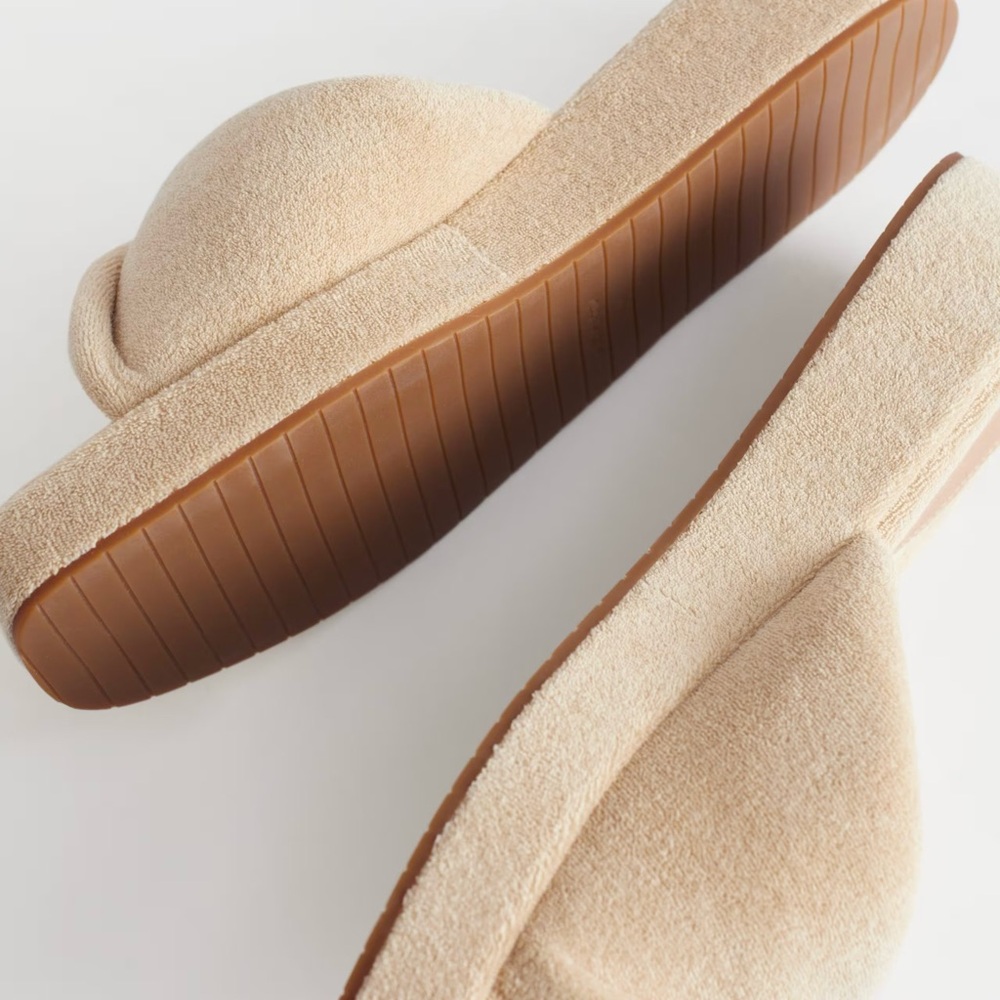 & Other Stories Beige Platform Terrycloth Slides Sandals Size 38 - Picture 4 of 11